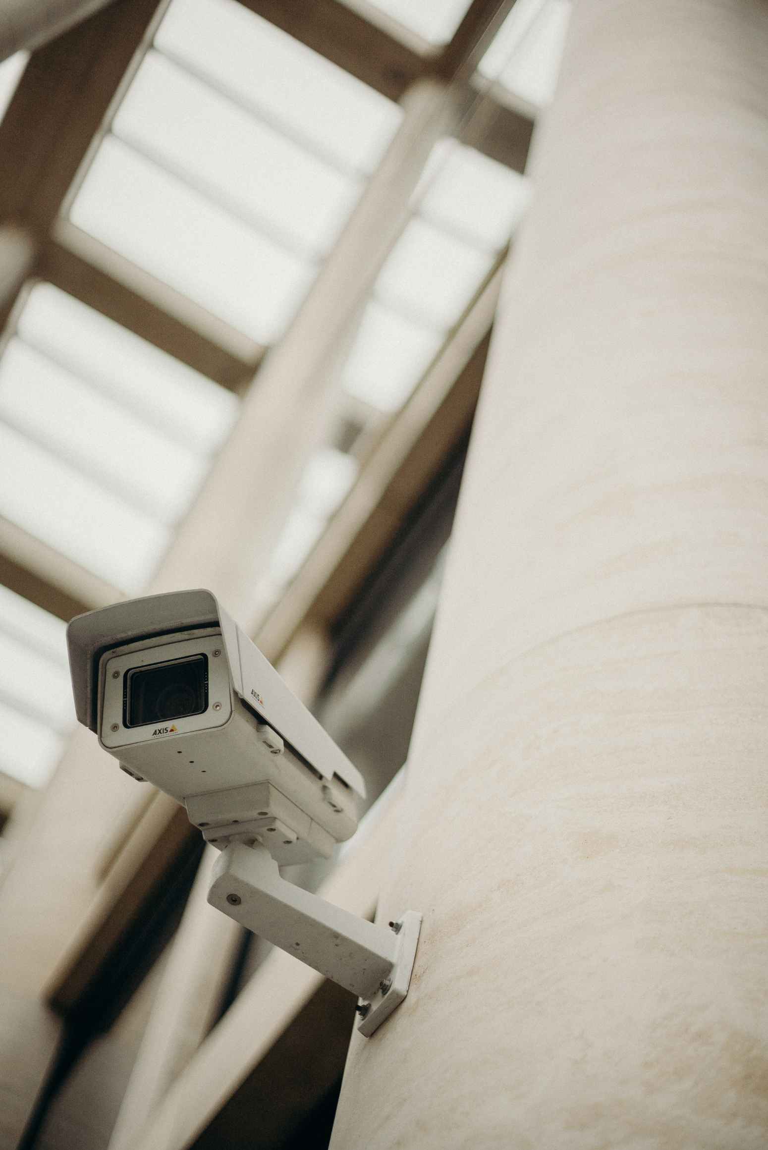 Security camera on wall
